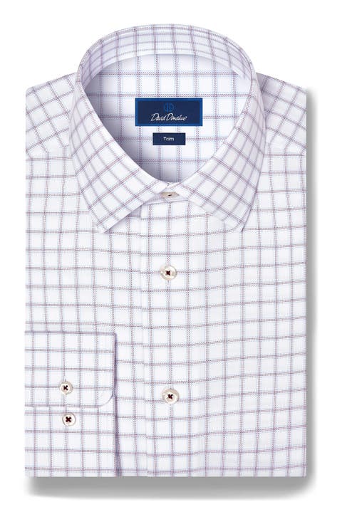 Trim Fit Windowpane Check Dress Shirt