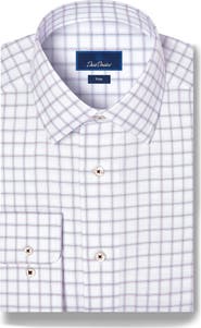 David Donahue Trim Fit Windowpane Check Dress Shirt