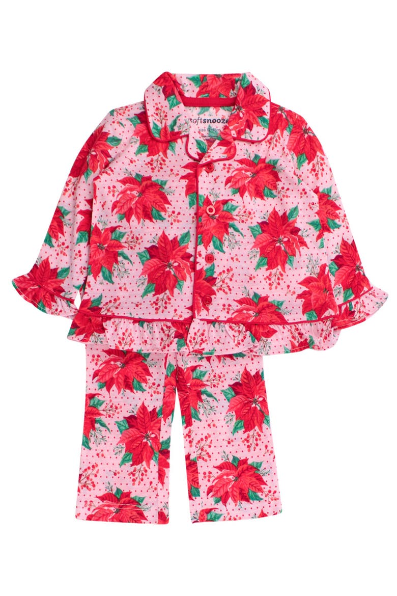 Holiday Ruffle Flare Pajama Set, Main, color, Poinsettia Wonderland