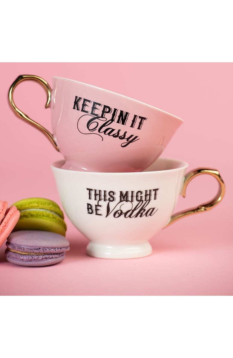 Totalee Gift Keepin It Classy Oversized Teacup Porcelain Pink 8.45 oz, Alternate, color, 