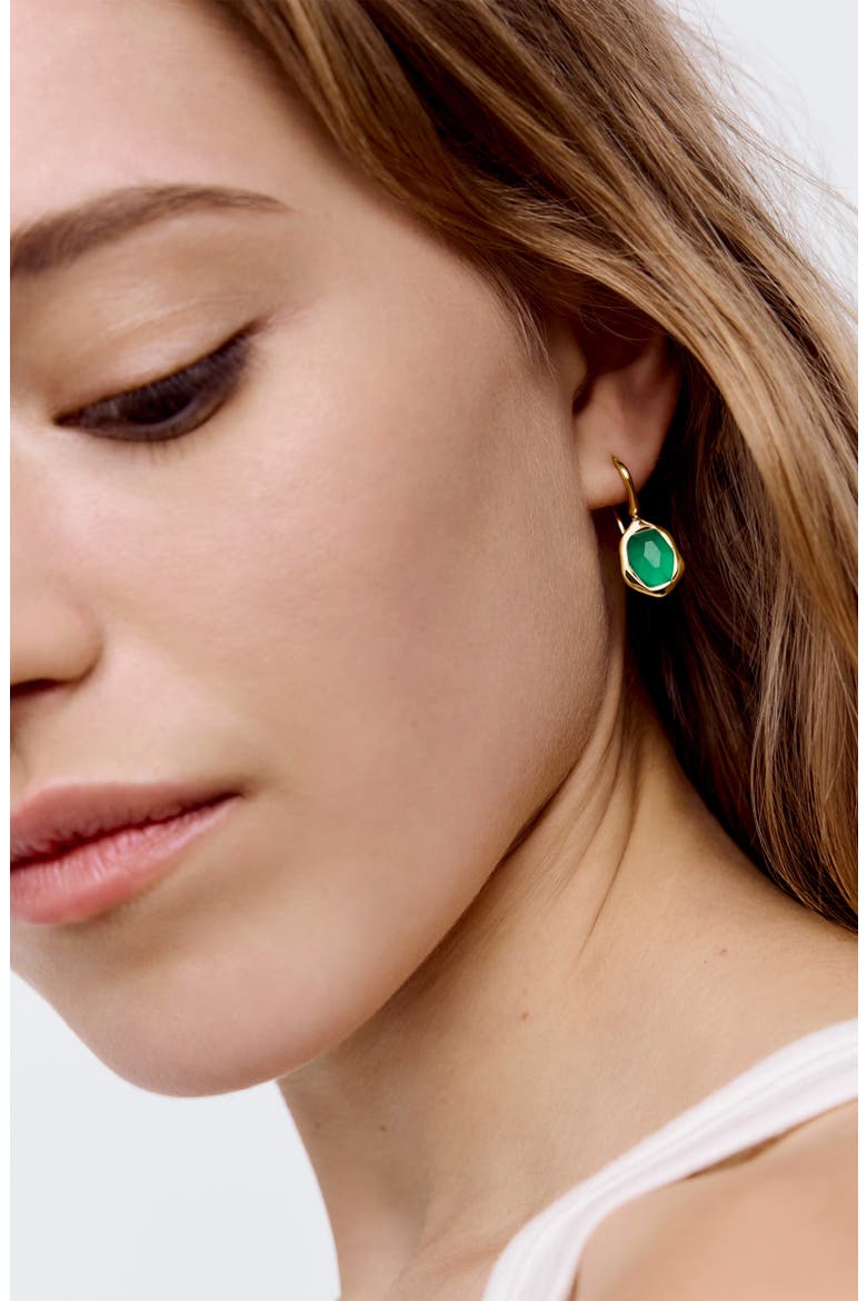 Odyssey Drop Earrings, Alternate, color, 18CT GOLD VERMEIL / GREEN ONYX