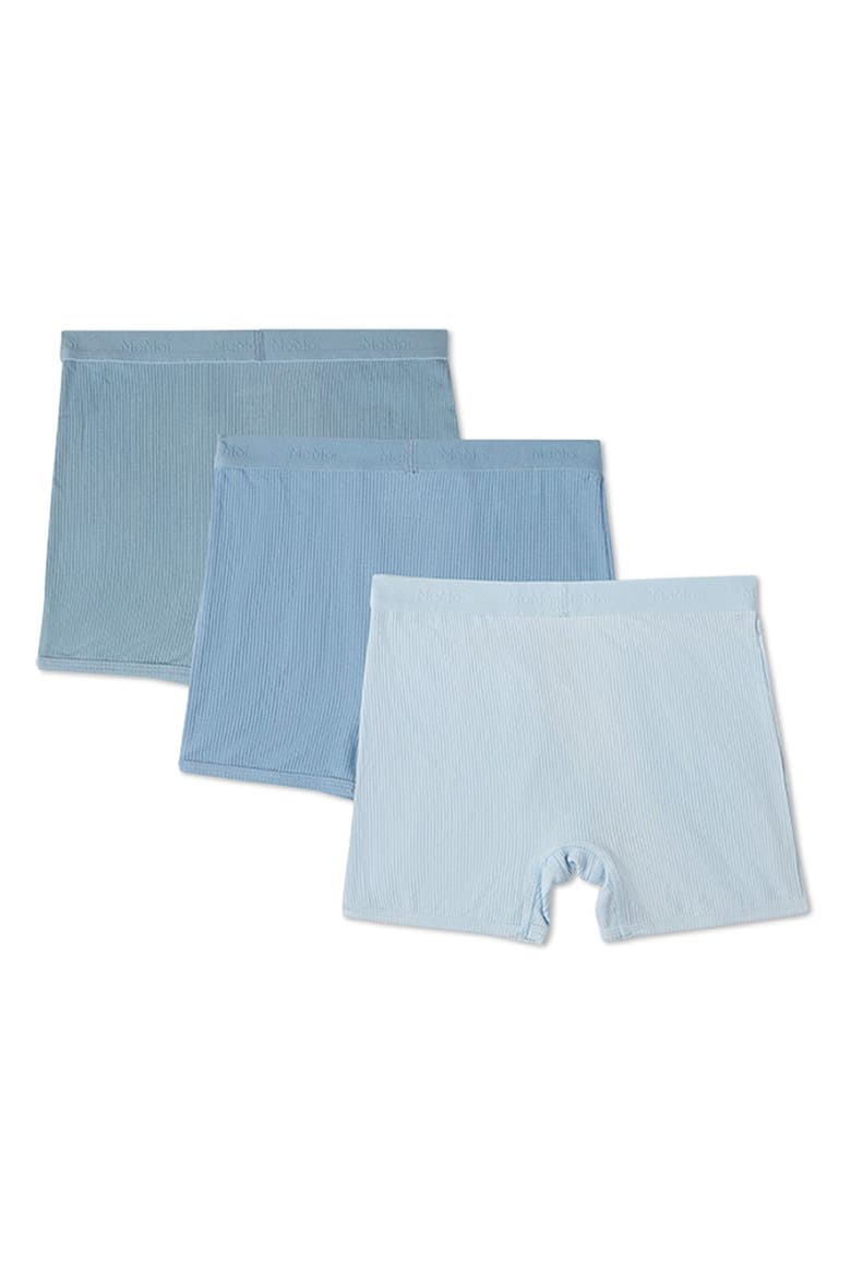 3 Pair Ribbed Modal Boxer Briefs, Solid Colors, Alternate, color, Blue Multi