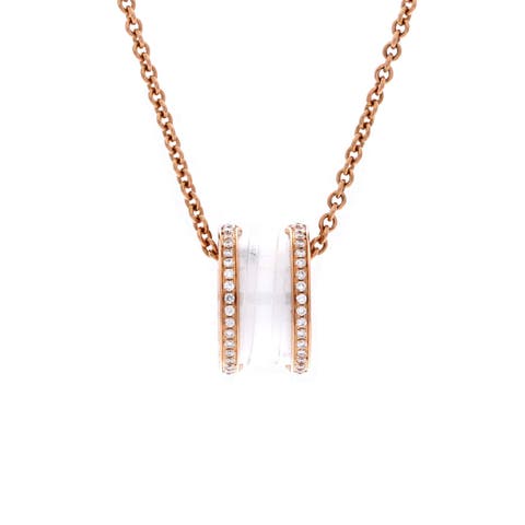 B.Zero1 Pendant Necklace 18K Rose Gold and Ceramic with Diamonds