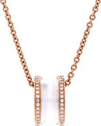 Pre-Owned Bvlgari B.Zero1 Pendant Necklace 18K Rose Gold and Ceramic with Diamonds