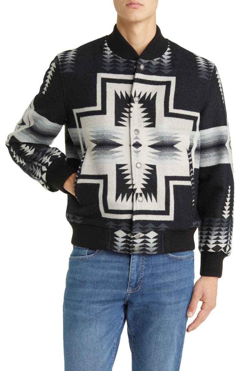 Pendleton Gorge Wool & Cotton Snap-Up Bomber Jacket, Alternate, color,