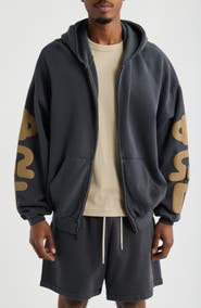 Fear of God Essentials 90s Graphic Washed Zip Front Cotton Hoodie