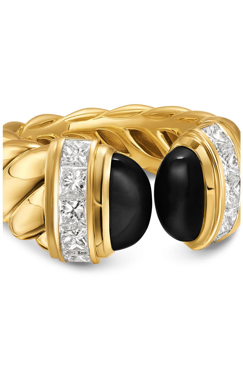 Sculpted Cable Open Cocktail Ring in 18K Yellow Gold with Black Onyx & Diamonds, 12.4mm, Alternate, color, BLACK ONYX