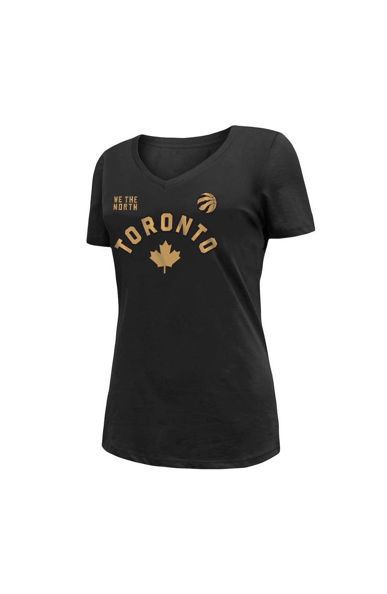 New Era Women's New Era Black Toronto Raptors 2022/23 City Edition V-Neck T-Shirt, Alternate, color, 