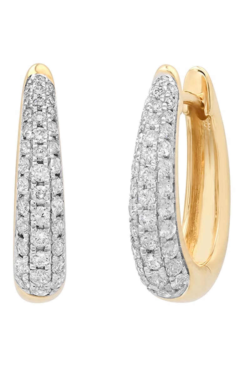 Petite Gold Diamond Hoop Earrings, Main, color, YELLOW