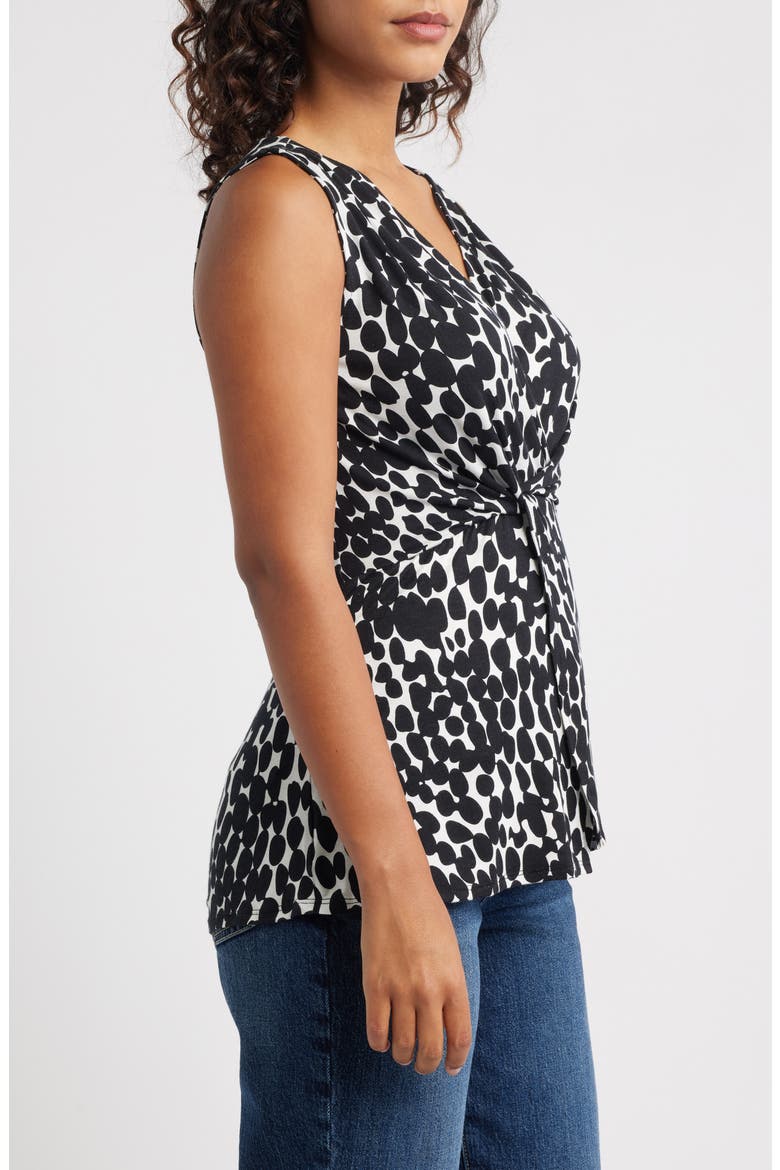 Twist Front Sleeveless Top, Alternate, color, BLACK W/ WHITE