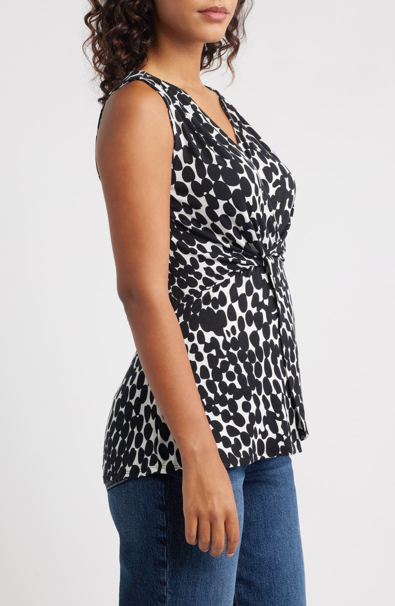 Loveappella Twist Front Sleeveless Top, Alternate, color, Black W/ White