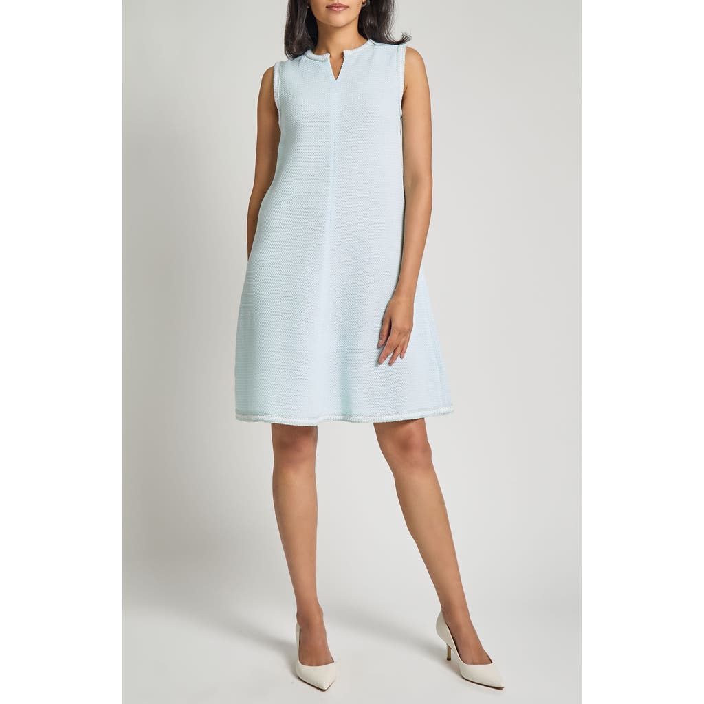 Misook Modern Fit A-line Knit Dress In Aquatic/white