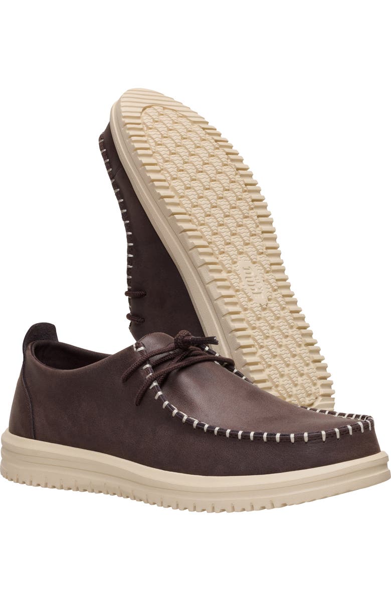 Hey Dude Wally NXT Leather Lace-Up Shoe, Alternate, color, Mole Brown/Wood Ash
