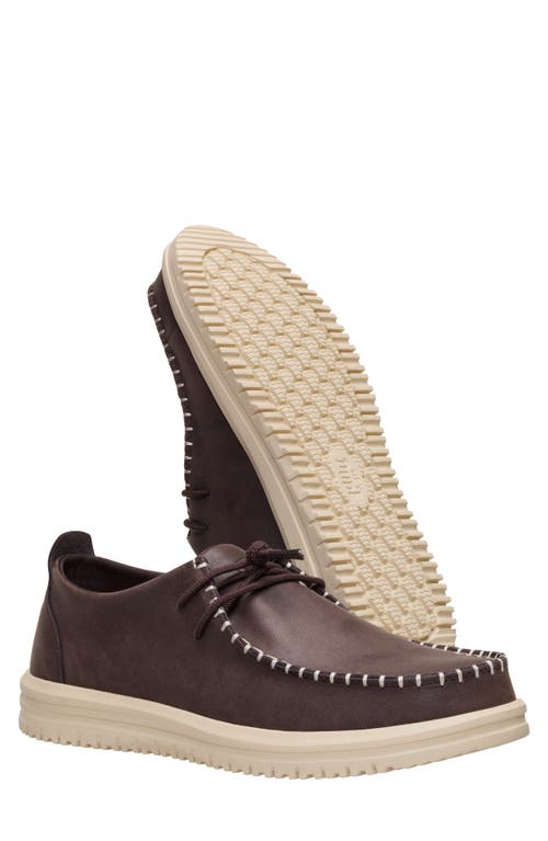 Hey Dude Wally Next Leather Lace-up Shoe In Brown