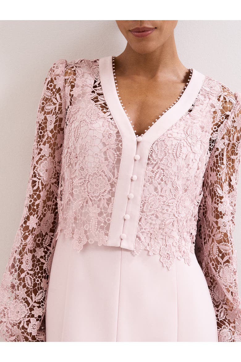 Ayumi Part Lace Midi Dress, Alternate, color, Pale Pink