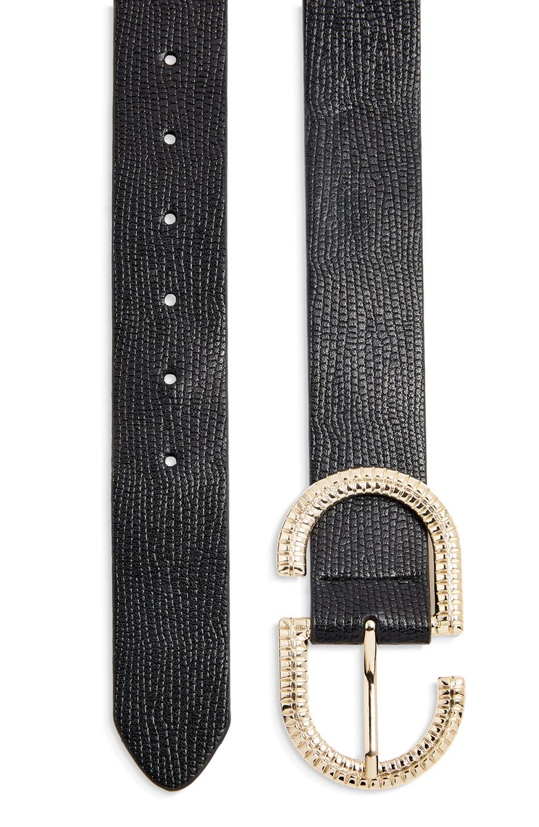 Topshop Textured Logo Belt, Alternate, color, 