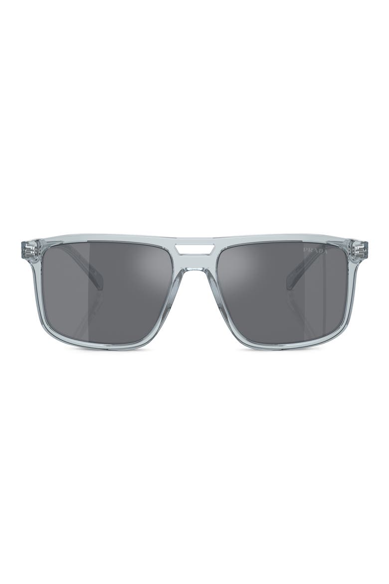 58mm Rectangular Sunglasses, Alternate, color, SILVER
