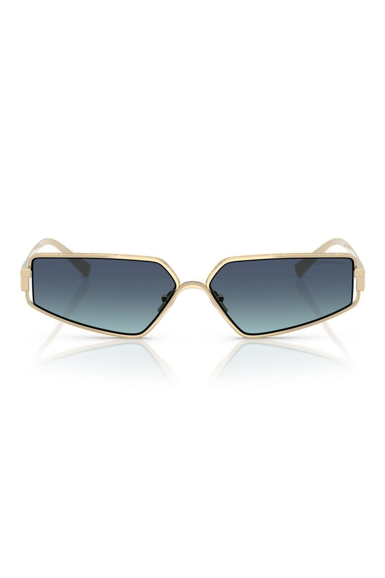 60mm Irregular Rectangular Sunglasses, Main, color, PALE GOLD PLATED / AZURE BLUE