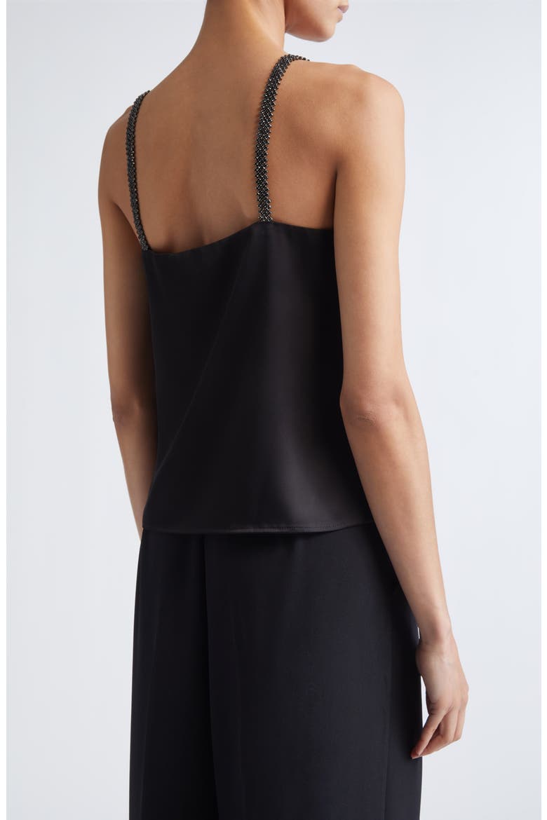 Crystal Beaded Strap Liquid Satin Camisole, Alternate, color, BLACK
