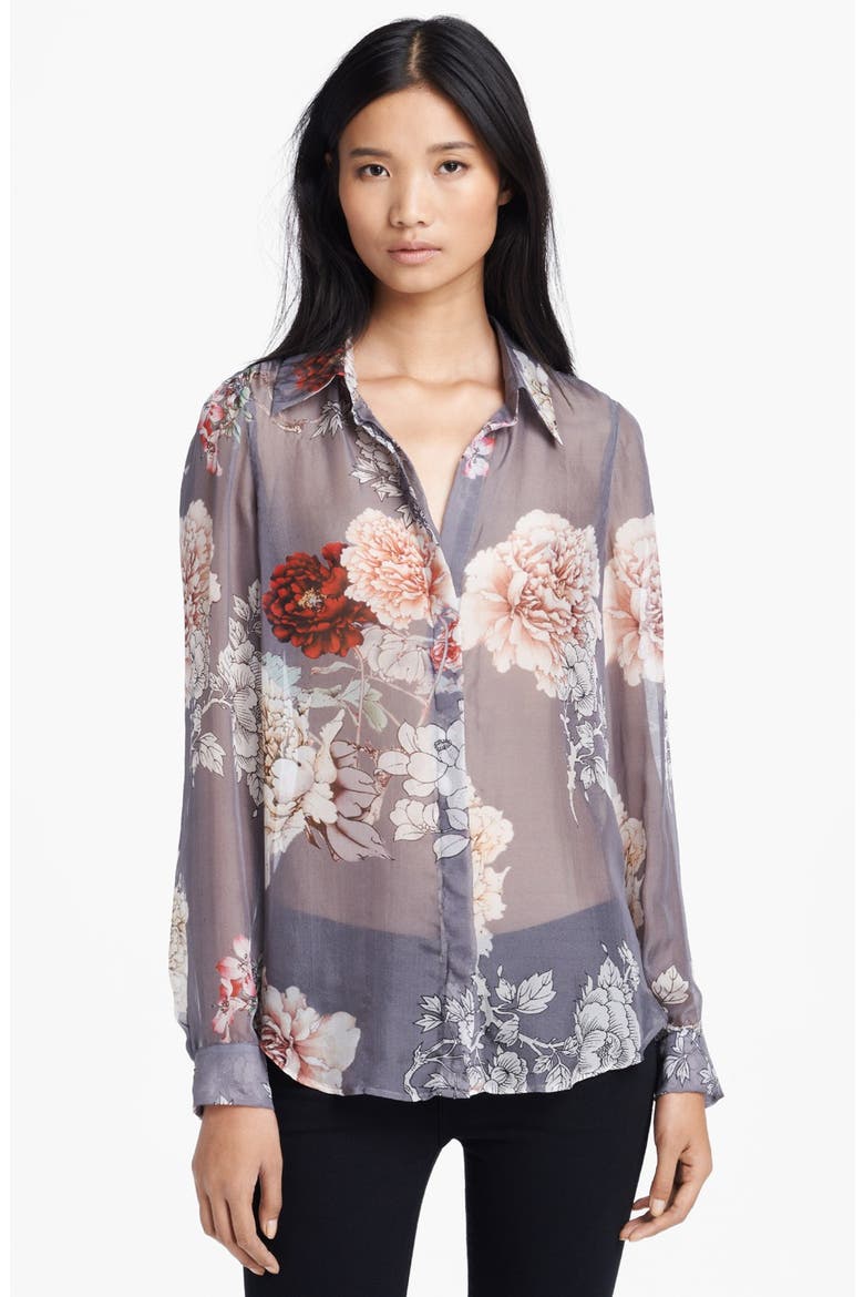 Floral Print Silk Blouse, Alternate, color, PEONY FLORAL