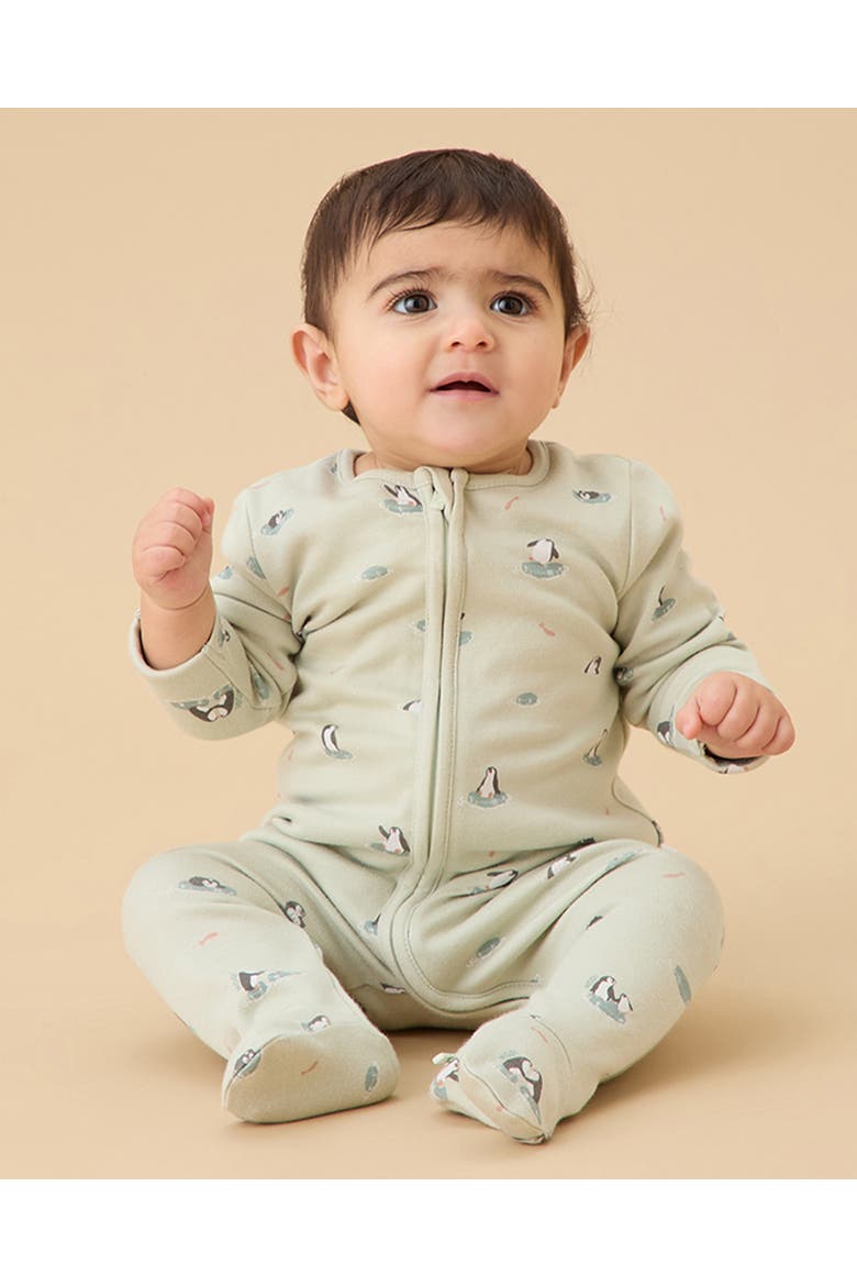 Penguin Two Way Zip-Up Sleepsuit, Alternate, color, Mint Penguin