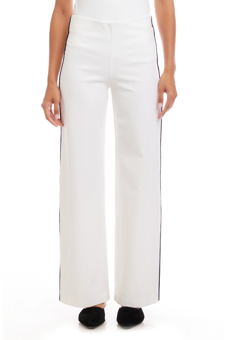 Contrast Piped Wide Leg Pants, Main, color, OFF WHITE