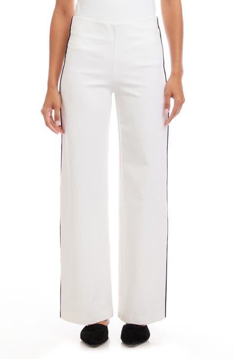 Contrast Piped Wide Leg Pants