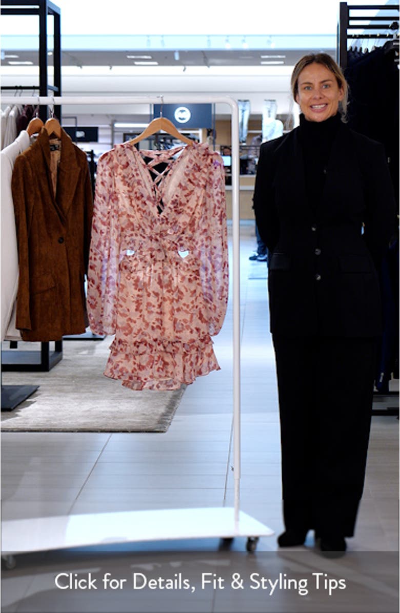 Amelia Floral Long Sleeve Open Back Minidress, sales video thumbnail