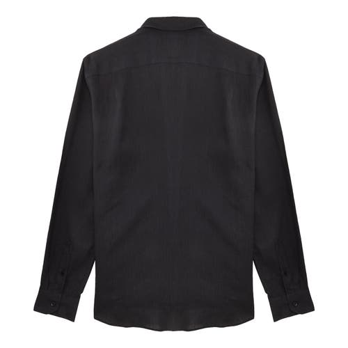 Vilebrequin Linen Solid Shirt In Noir