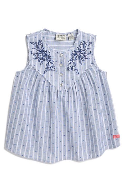 Kids' Stripe Embroidered Swiss Dot Babydoll Tank (Little Kid & Big Kid)