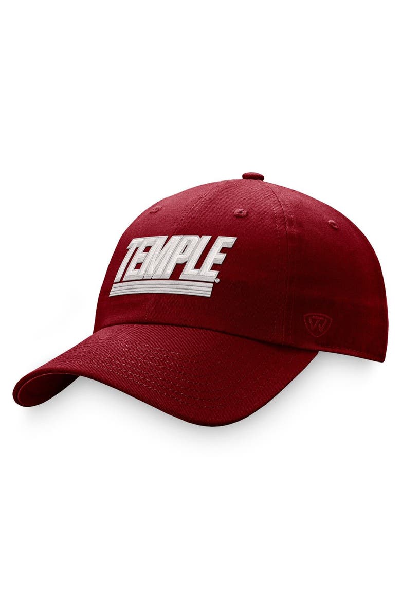 TOP OF THE WORLD Men's Top of the World Red Temple Owls Slice Adjustable Hat, Main, color, 