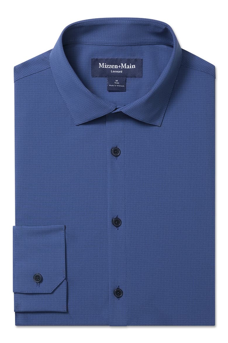 Leeward Trim Fit Plaid Performance Button-Up Shirt, Alternate, color, MIDNIGHT NAVY LEVI PLAID