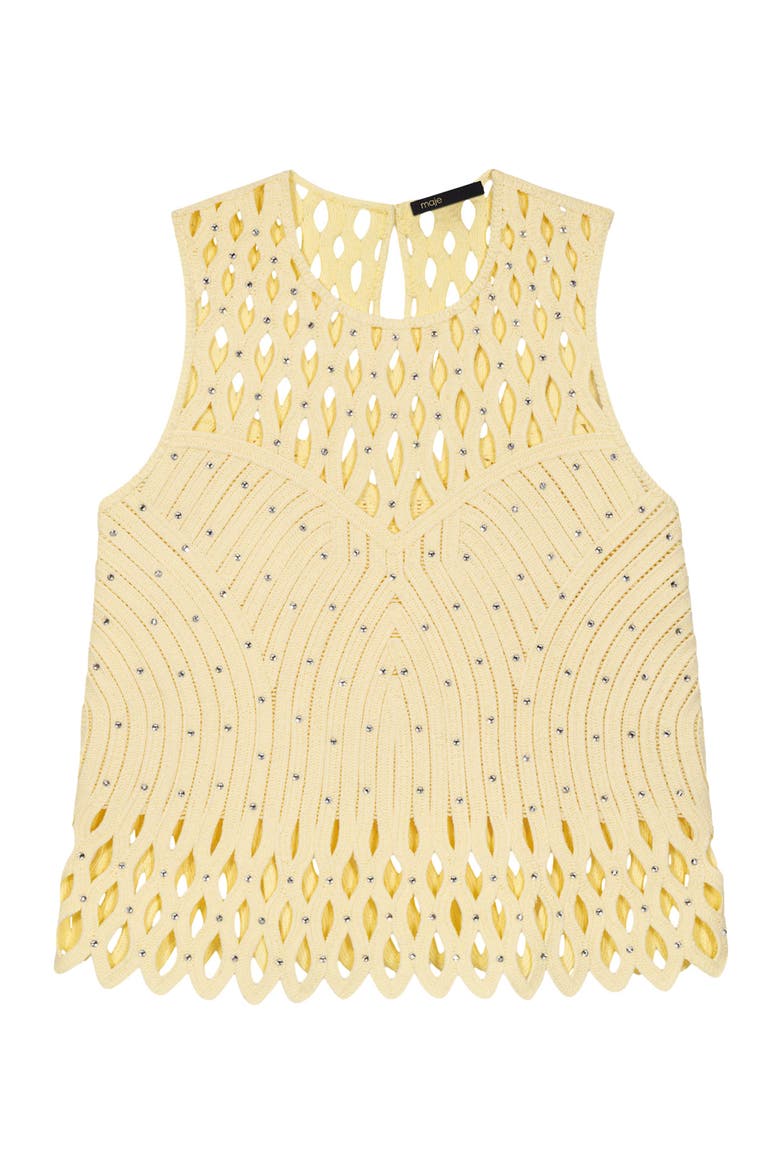 Crochet rhinestone top, Alternate, color, Pale yellow