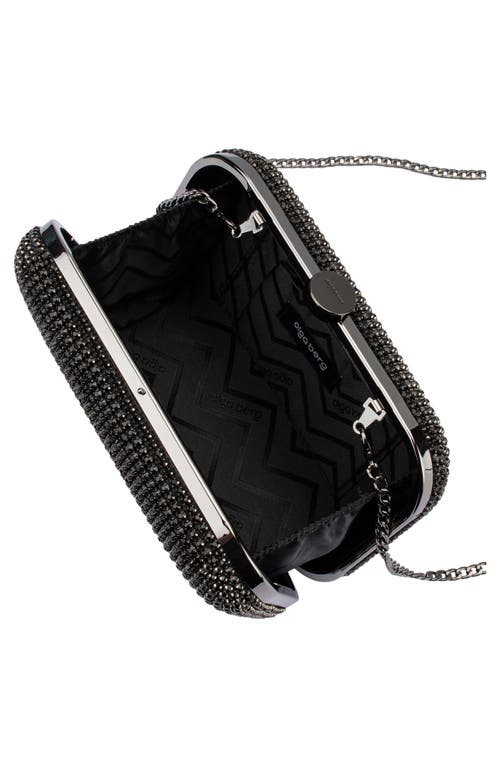 Olga Berg Rae Crystal Frame Clutch In Black