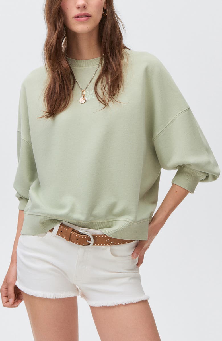 MANGO TEEN Oversize Graphic Sweatshirt, Main, color, Pastel Green