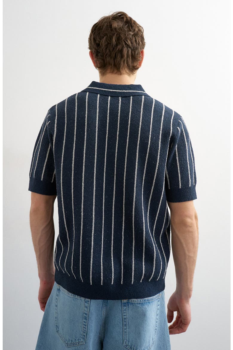 Lower East Side Johnny Collar Jacquard Polo Sweater, Alternate, color, NAVY