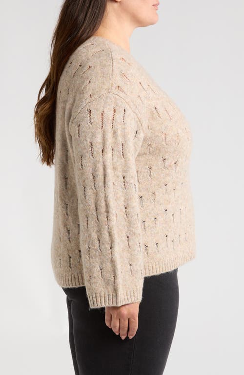 Wit & Wisdom Open Stitch Sweater In Heather Mocha