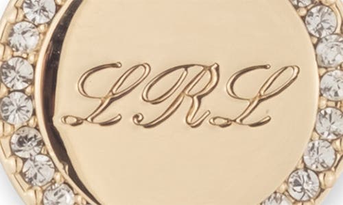 Ralph Lauren Pave Script Logo Drop Earrings In Gold