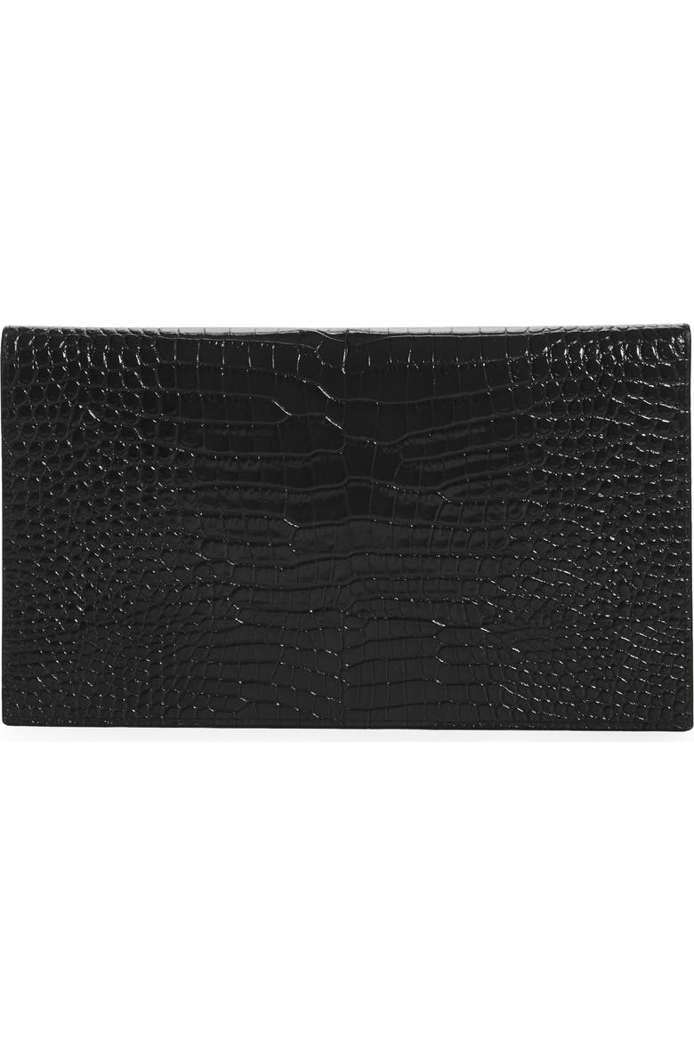 Saint Laurent Uptown Croc Embossed Leather Pouch, Alternate, color,
