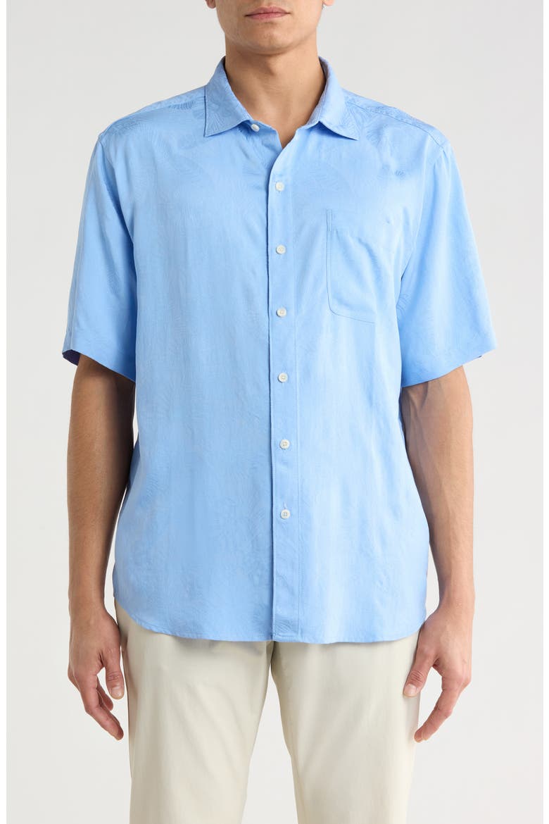 Short Sleeve Button-Up Shirt, Main, color, LIGHT SKY