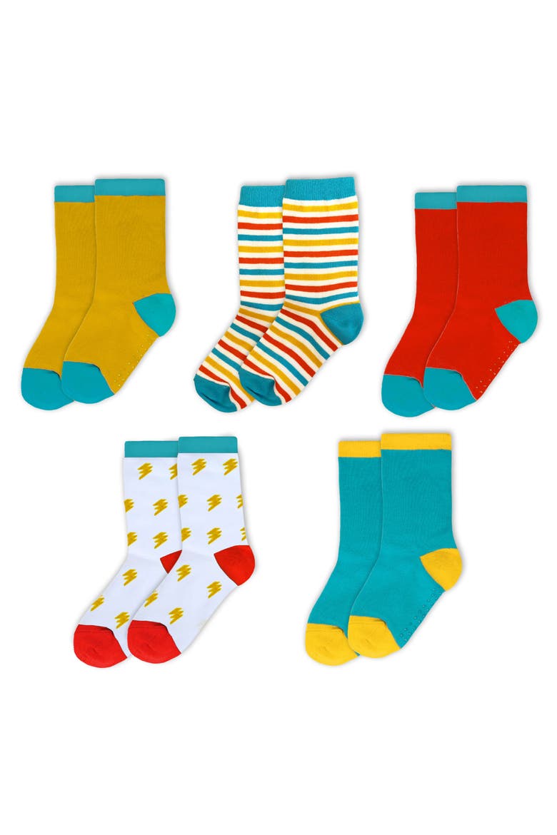 Kids Organic Cotton Pattern Crew Socks 5-Pack, Main, color, Brights Combo