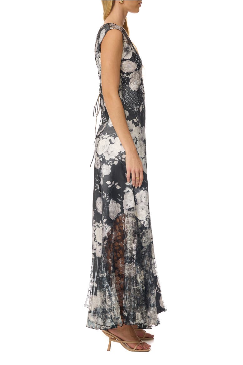 Charmuese Maxi with Lace Up Back Detail, Alternate, color, Night Rose