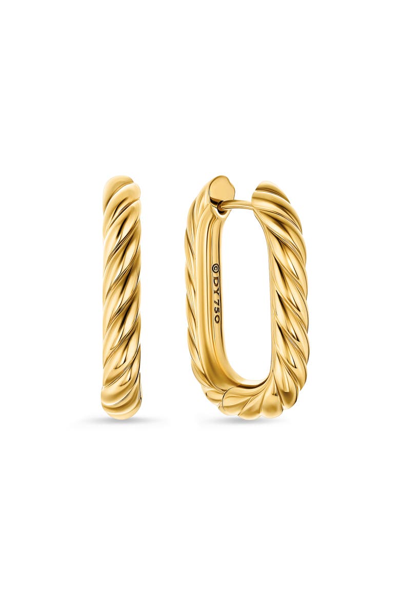 DY Madison® Cable Hoop Earrings in 18K Yellow Gold, 24.3mm, Main, color, GOLD