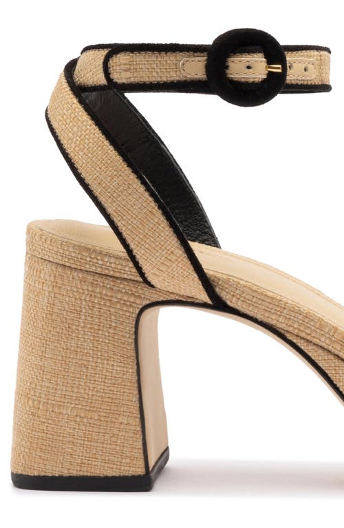 Larroude Larroudé Dolly Low Sandal In Beige Raffia And Black Trimming In Beige