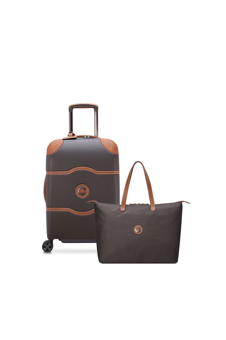 Chatelet Air 2.0 - 2 Piece Set - 21" Carry-On Spinner & Tote Bag, Main, color, Brown