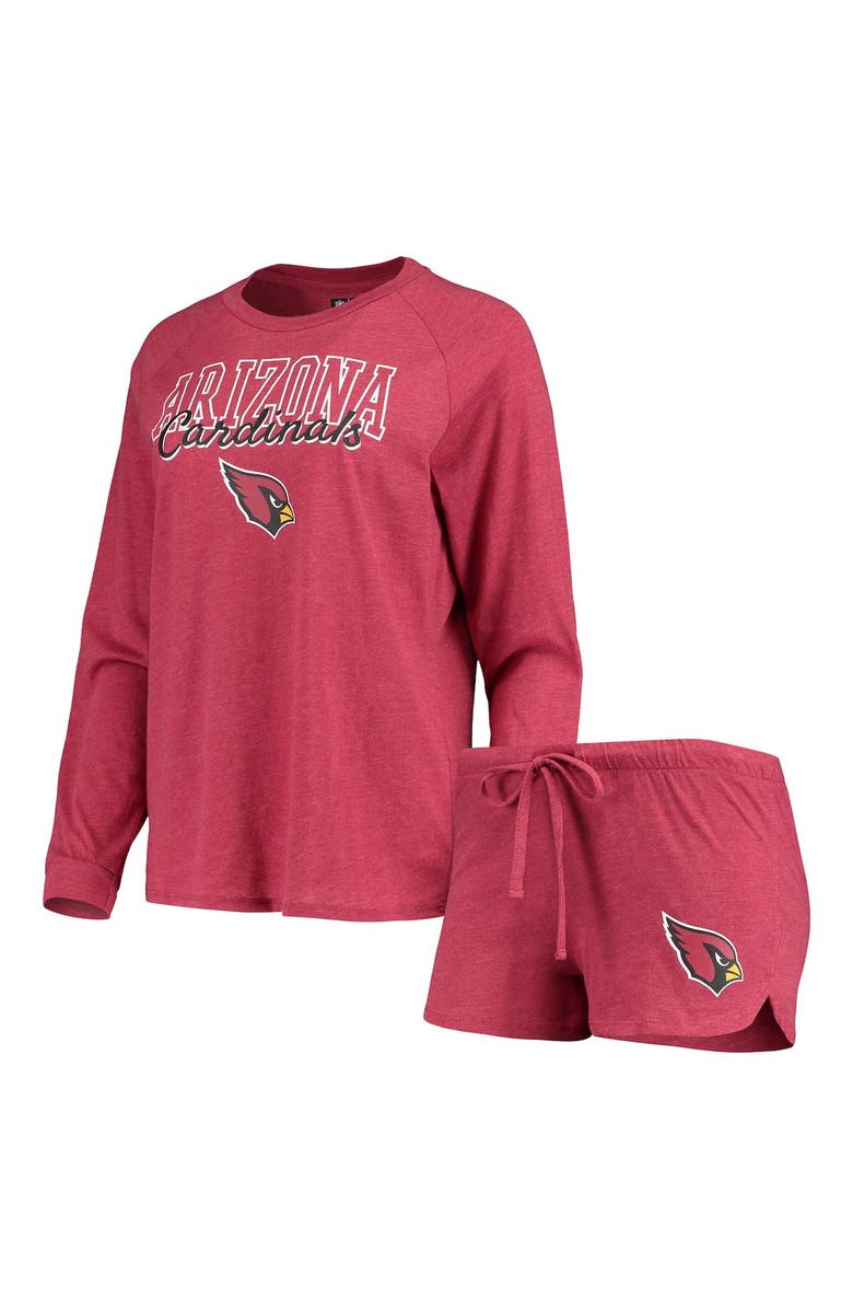 CONCEPTS SPORT Women's Concepts Sport Cardinal Arizona Cardinals Meter Knit Long Sleeve Raglan Top & Shorts Sleep Set, Main, color, Cardinal