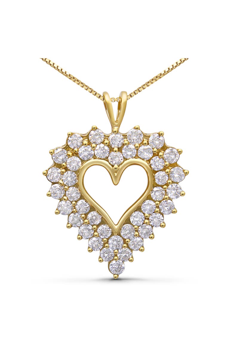 14K Yellow Gold Plated Silver 4.0 Cttw Diamond Shadow Frame Heart Pendant Necklace, Main, color, Yellow