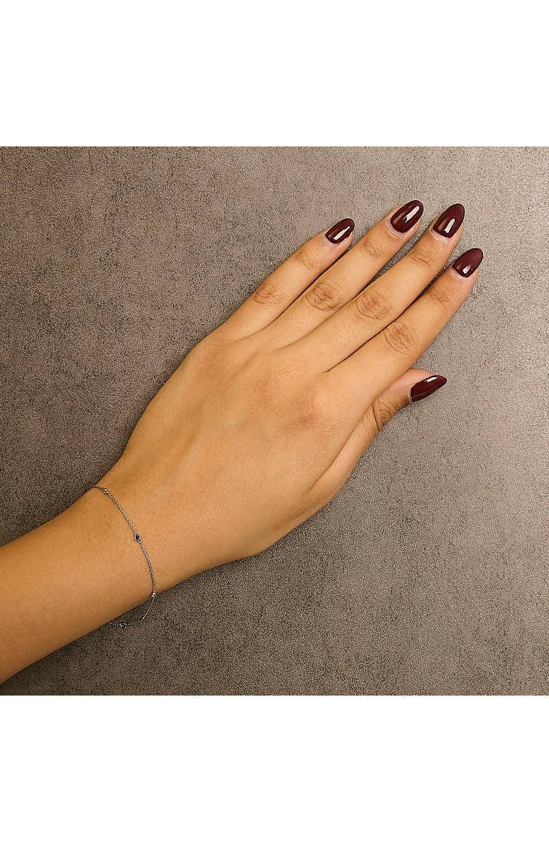 Haus of Brilliance 14K White Gold Alternating Blue Sapphire and Diamond Bezel Station Chain Bracelet, Alternate, color, White