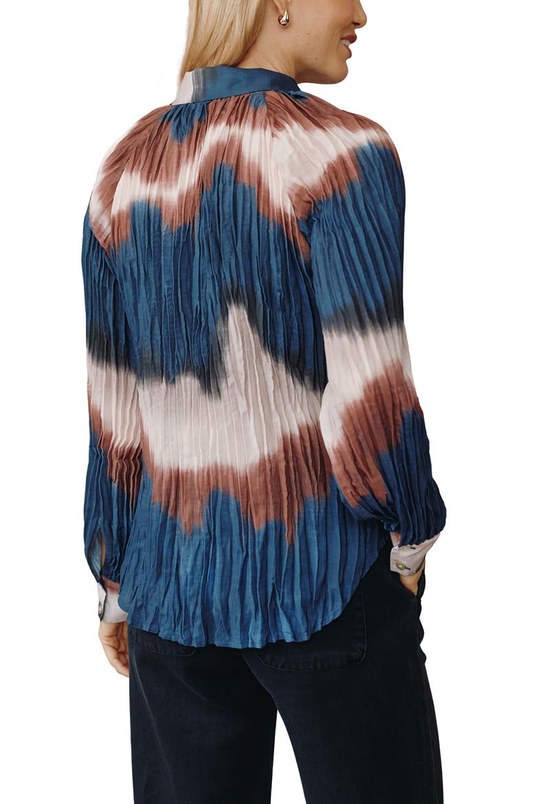 Pleated Raglan Sleeve Shirt, Alternate, color, MIDNIGHT TIDES PRINT