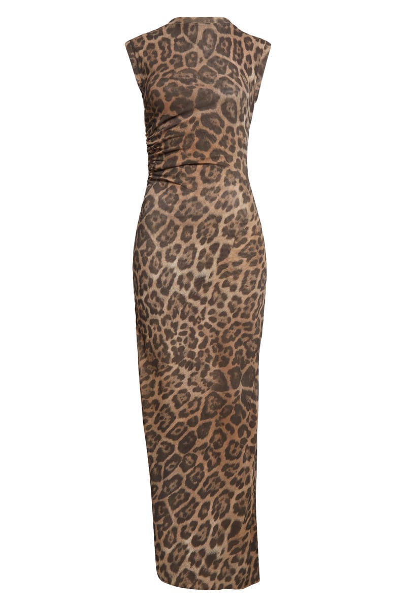 Stella McCartney Leopard Print Sleeveless Mesh Dress, Alternate, color, Multicolor Brown
